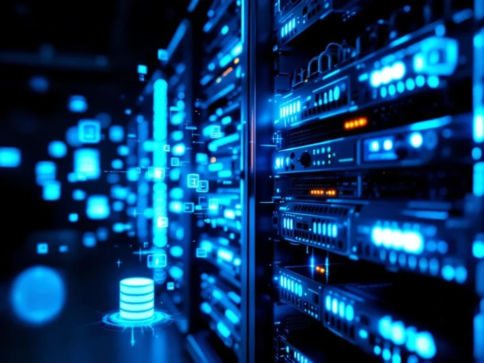 database server rack holographic data streams.jpg